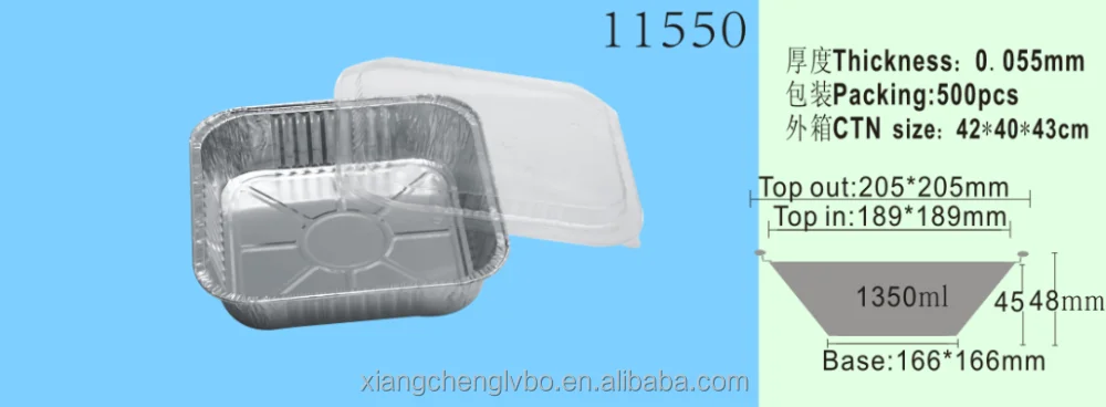 
Disposable 8x8 inch Square Aluminium Foil Takeaway Containers/pan /tray With plastic Lids factory directly sales 