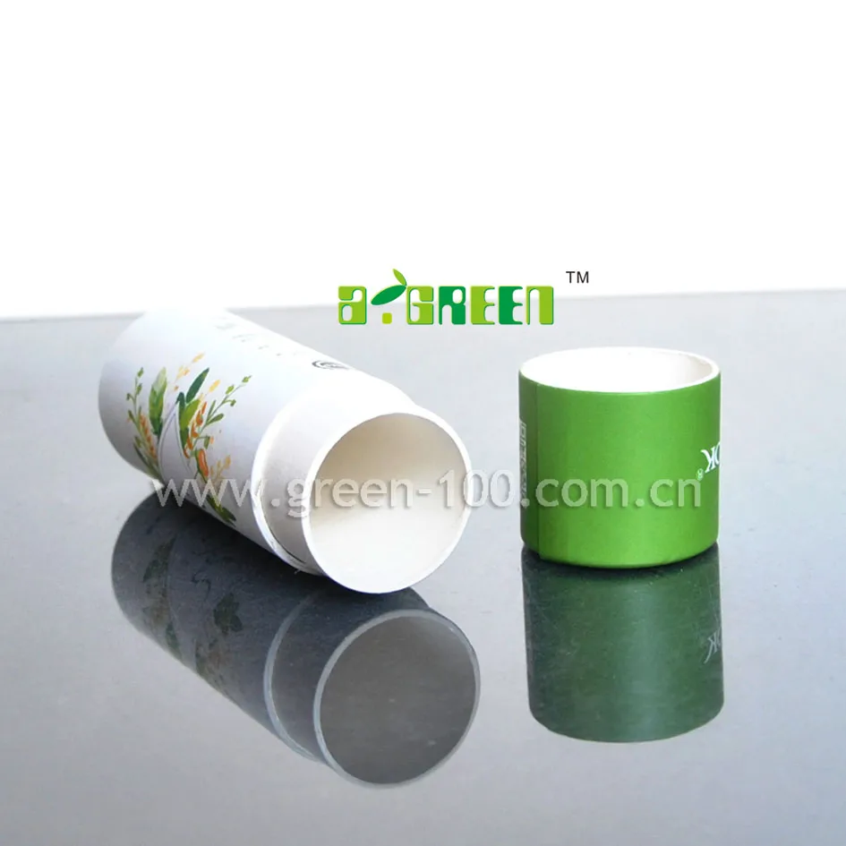 100% biodegradable packaging cardboard push up deodorant white black brown kraft lip balm paper tube