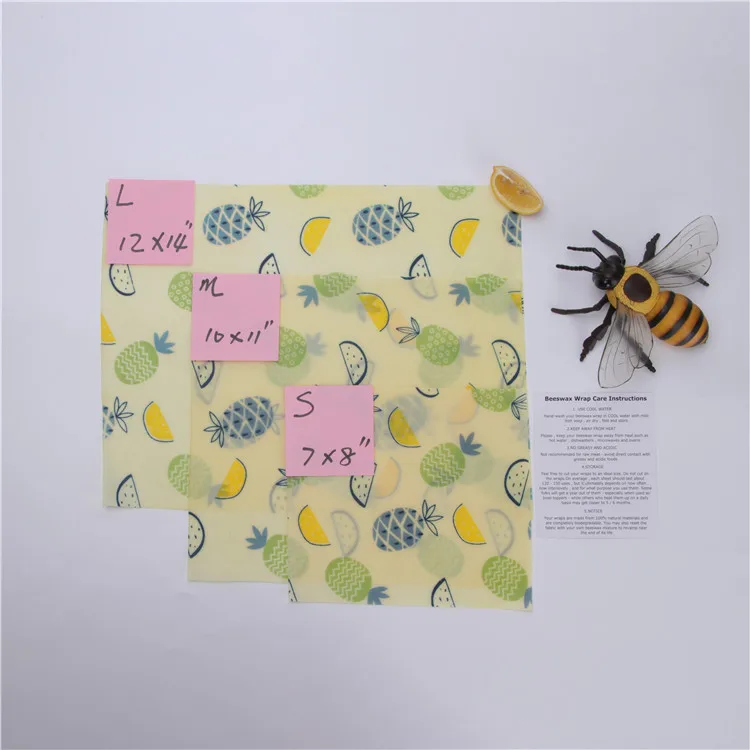 
100% Cotton Organic Natural Beeswax Food Wrap Sustainable Food Storage Food Safety 