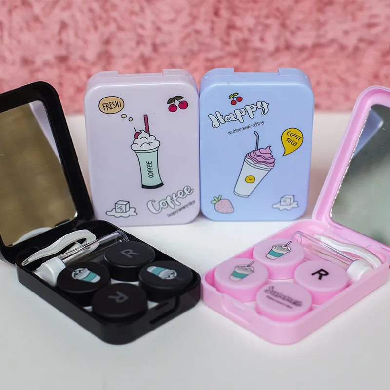 Красивые разных дизайнs DIY 2 наборы футляр для контактных линз глаз контейнер M-1302