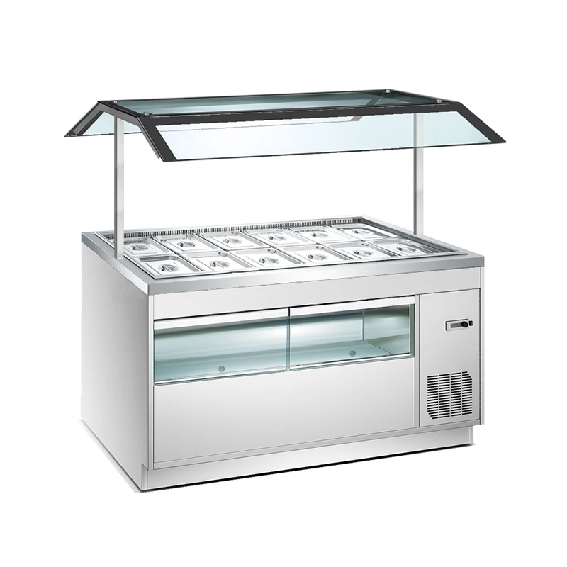 
Коммерческий буфетный холодильник из нержавеющей стали, буфетный холодильник с шкафом, буфетный обогреватель 