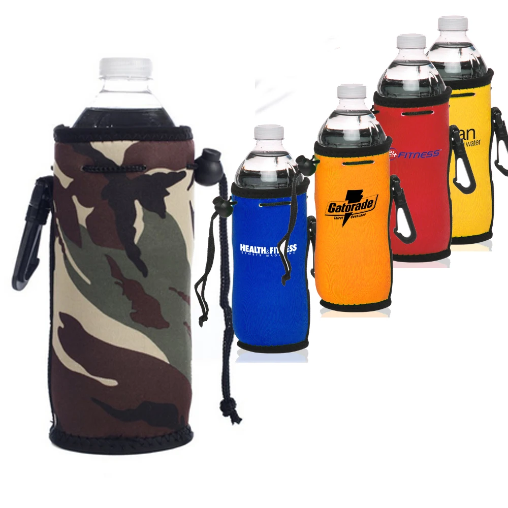 Custom neoprene drawstring cooler bag / hot water insulated / bottle thermal carry holder