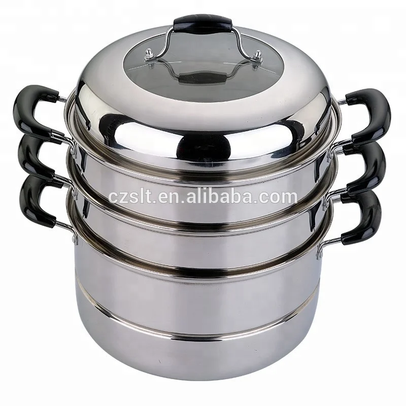 best quality three tier 26cm stainless steel steam pot dumpling for cooking