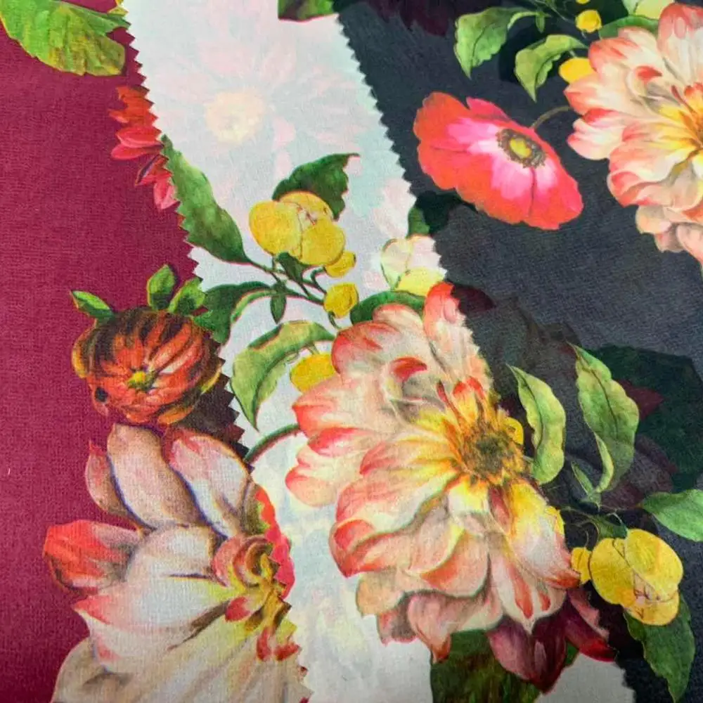 High quality Paper printed Wool Chiffon/Hi-Multi Chiffon abaya fabric Formal Black