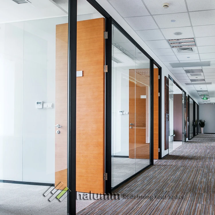 MDF Panel Partition Aluminum Frame Demountable Partitions Partition Walls in Wood for Interior,