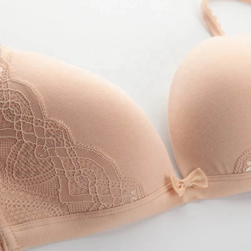 
Wholesale Sexy lace underwear girl bra No steel ring thin cotton cup bra Sleep bra 