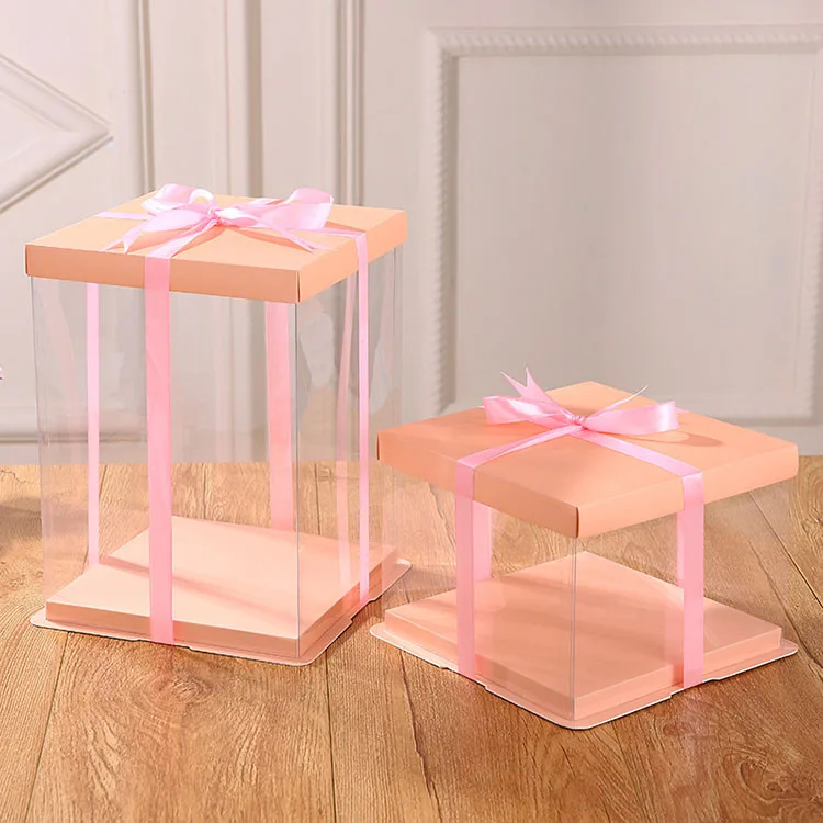 Hot sale pink PET custom cake box factory selling Alibaba China supplier PVC cake box