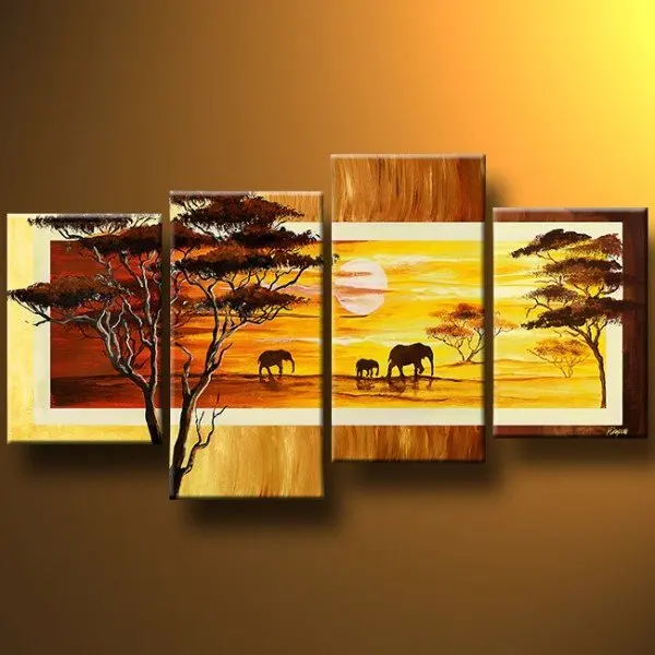 100 Hand Painted Discount 4 Panel African Canvas Art Framed Wall Art Decoration Home High Quality Unique Gift African Home Decor Olivia Decor Decor For Your Home And Office