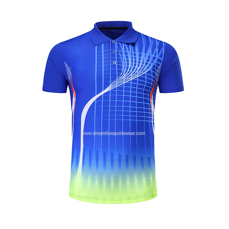 New design cheap custom made table tennis t shirt sublimation short sleeve adult cricket polo tennis training shirt quick dry