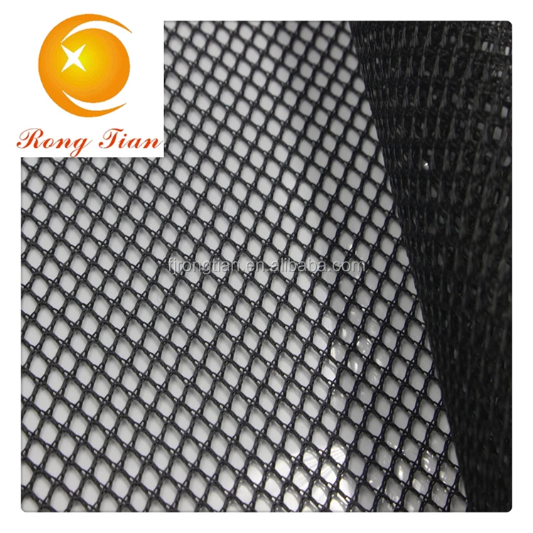 Manufactory black polyester stiff diamond mesh fabric for materials shoes