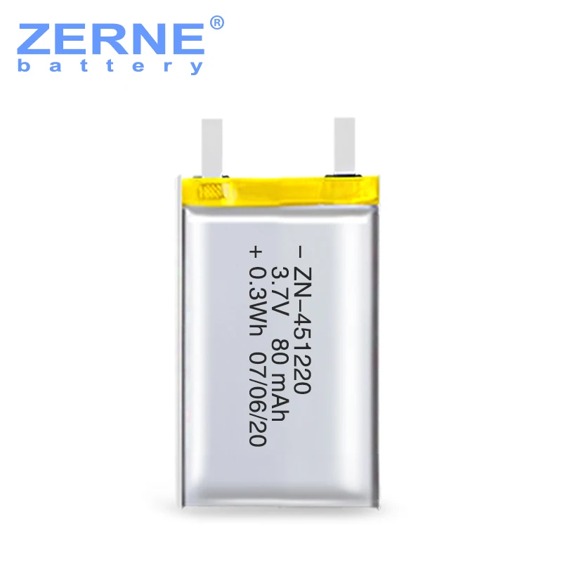 451220 UL1642/CE/ROHS Сертифицированные 3,7 v 80mAh батареи, литиевая батарея, маленький