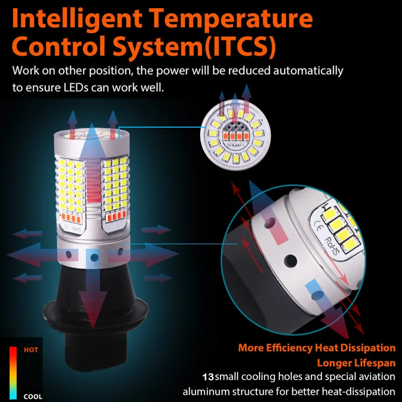 
Car 7440 LED White/Red Dual-Color Canbus W21W T20 led Bulbs For 2016-up Mazda MX-5 Backup Reverse Lights & Rear Fog Lamp 