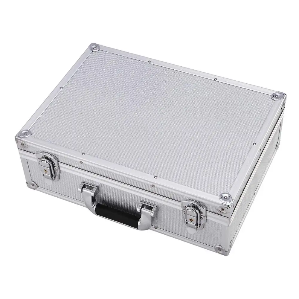 Aluminum Hard Case Briefcase Toolbox Storage Box Case Silver Carrying Case Briefcase