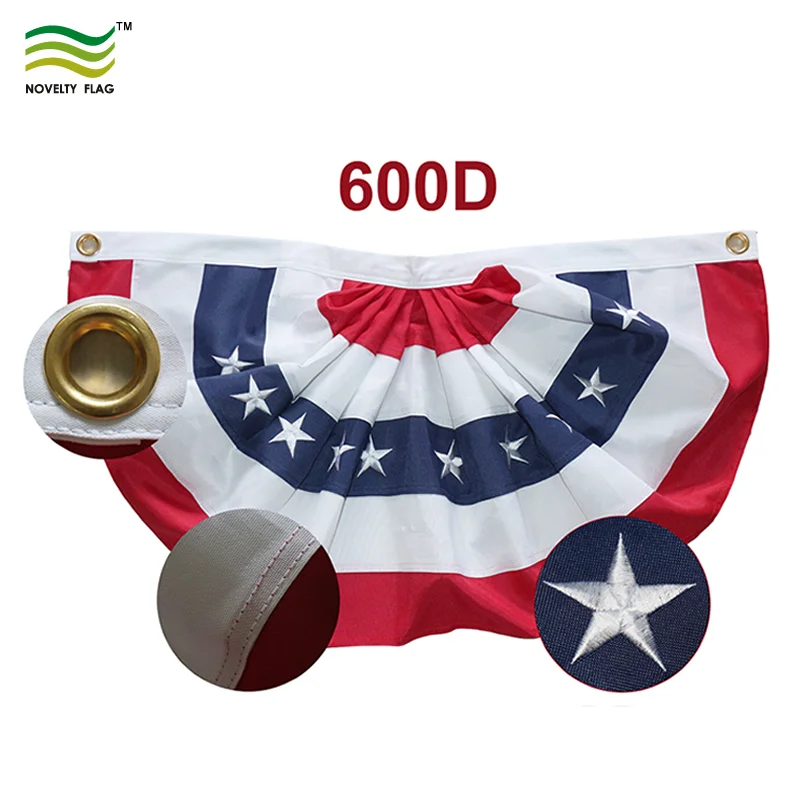 USA Pleated Fan Flag - 1.5x3ft American Bunting Flag Half Fan Banner - Patriotic Stars & Stripes with 600D Polyester