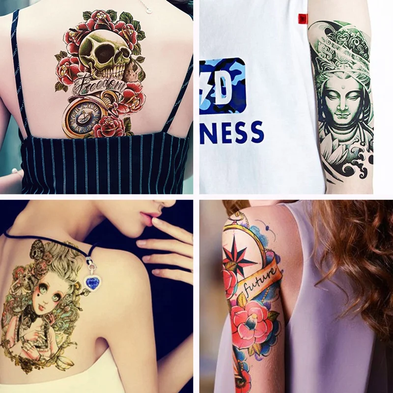 HB601-HB640 In Stock Half Arm Leg Body Art Painting Temporary Tattoo Sticker For Men