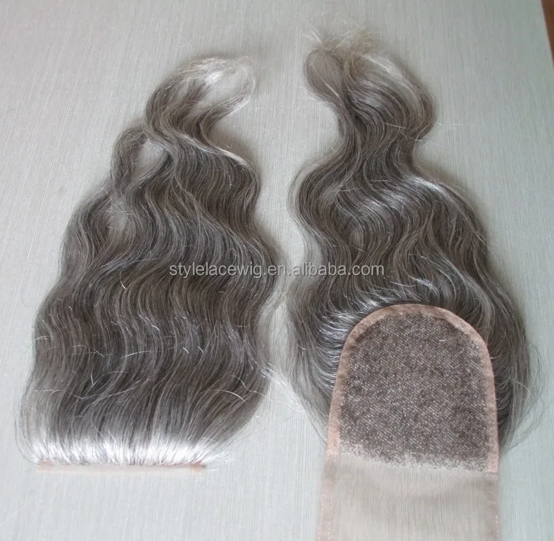 Wholesale peruvian hair weave bundles grey hair closure