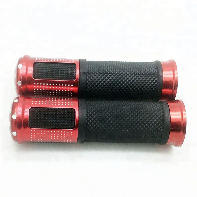 Motorcycle Handlebar Grips 7/8 22mm Black Red Anodised Bar End Weights Motorbike