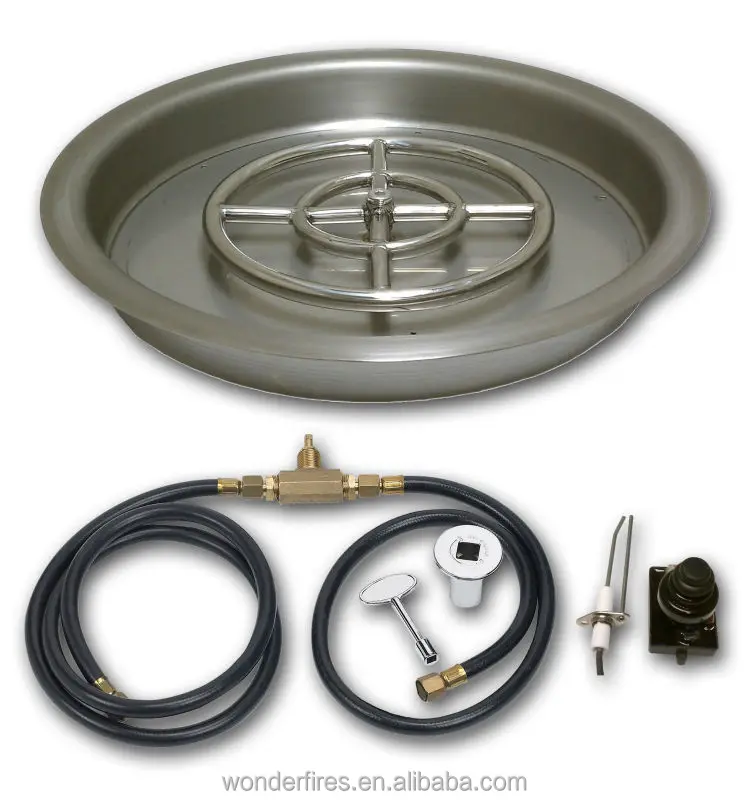 Stainless steel outdoor asia fire pit pan, propane burner and gas kit