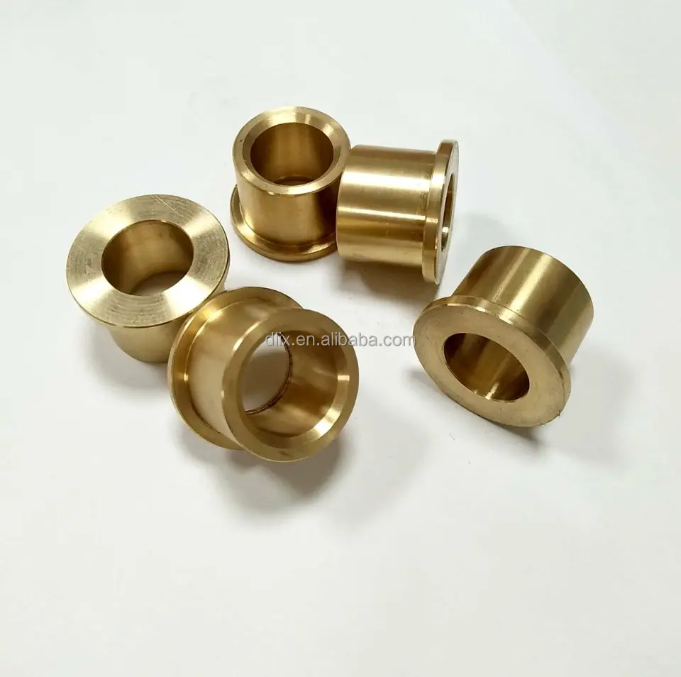 Brass non thread CNC parts / brass sleeve bushing / flange bushing