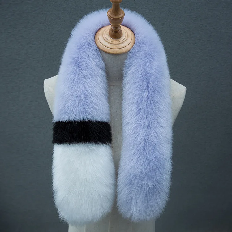 Winter solid color acrylic Classic thicken faux Fur cony rabbit hair cross collar scarf