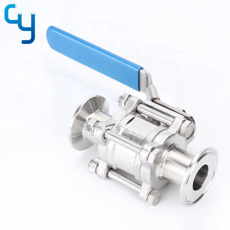 Good quality stainless steel sanitary three-piece manual ball valve