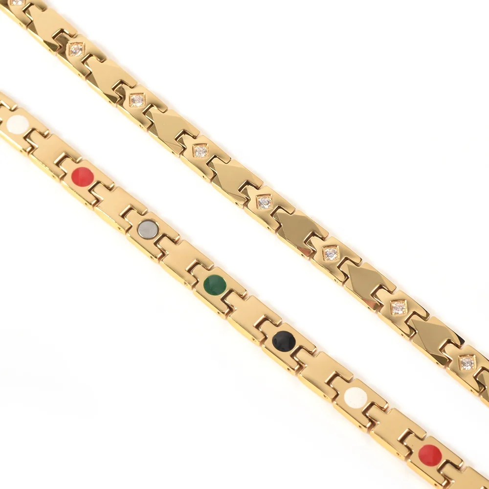 Wollet модный многослойный CZ камень позолоченный 5 в 1 здоровый элемент вольфрамовый браслет