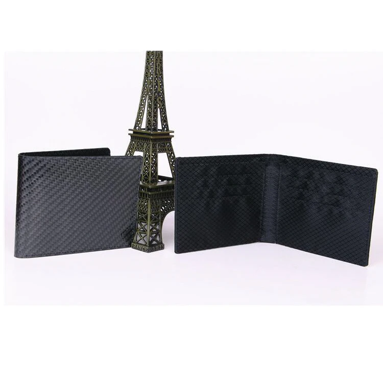 Custom real carbon fiber leather card holder men wallet factory price