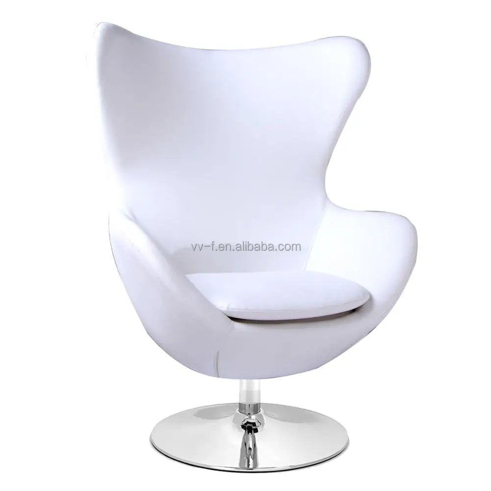 Простой дизайн, бело-золотистый кожаный вращающийся стул в форме яйца