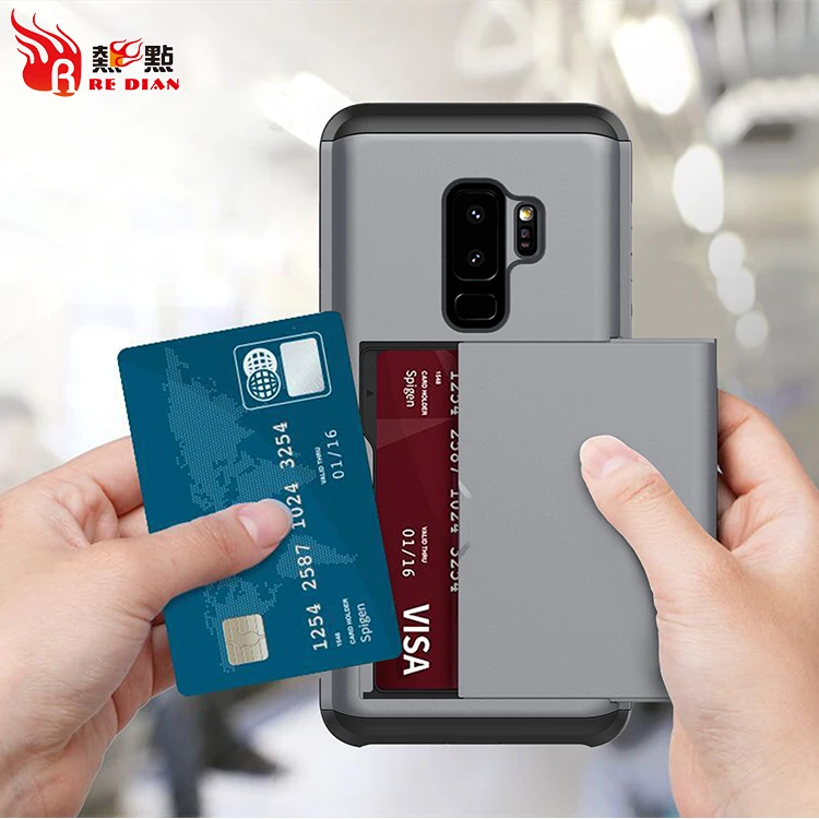 Оптовая продажа карты мобильного телефона чехол для samsung s9 плюс держателя карты случая tpu ПК бумажник чехол для galaxy s9