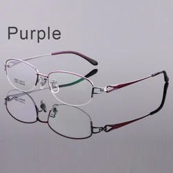 Ready Made New Design Women Pure Titanium Glasses Frame Fashion Diamond Decor Ladies Ultralight Red Spectacle Frame Eyeglasses