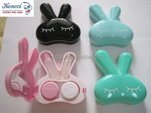 cute long ears rabbit contact lens travel kit rabbit contact lens mate box rabbit contact lens case A-856