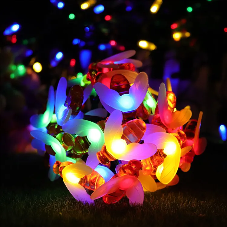 Solar Powered Outdoor indoor Waterproof birthday Christmas party decoration LED simulation honey bees garden Solar string lights