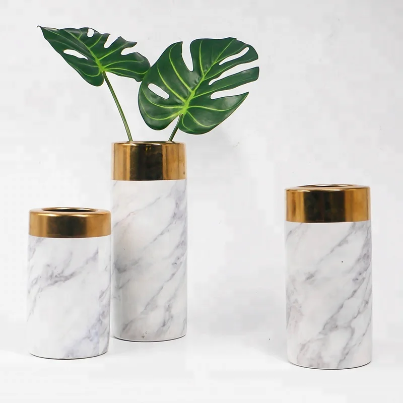 
Jingdezhen modern ceramic table flower vase with marbling color for home hotel office decoration porcelain 