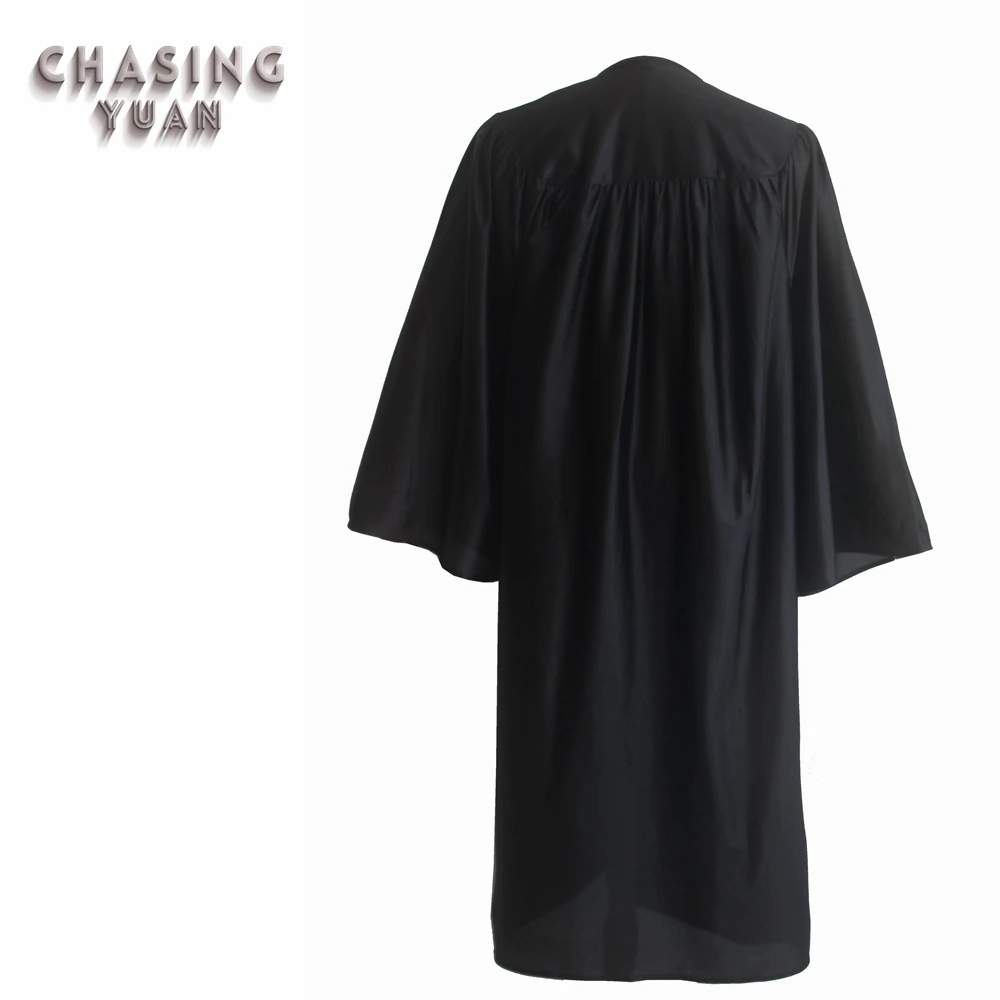 Academic Shiny Black Graduation Gown Robe