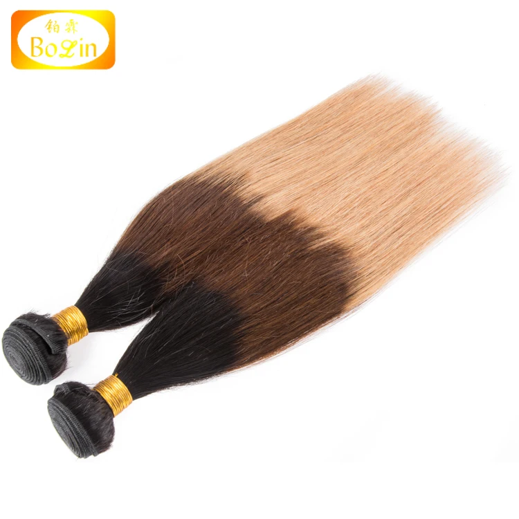 Qingdao Bolinhair hot sale 8A grade ombre hair weaves 1b/4#/27# color straight hair weft