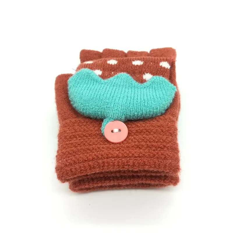 
winter cute mushroom children flip gloves warm half-finger gloves kids 