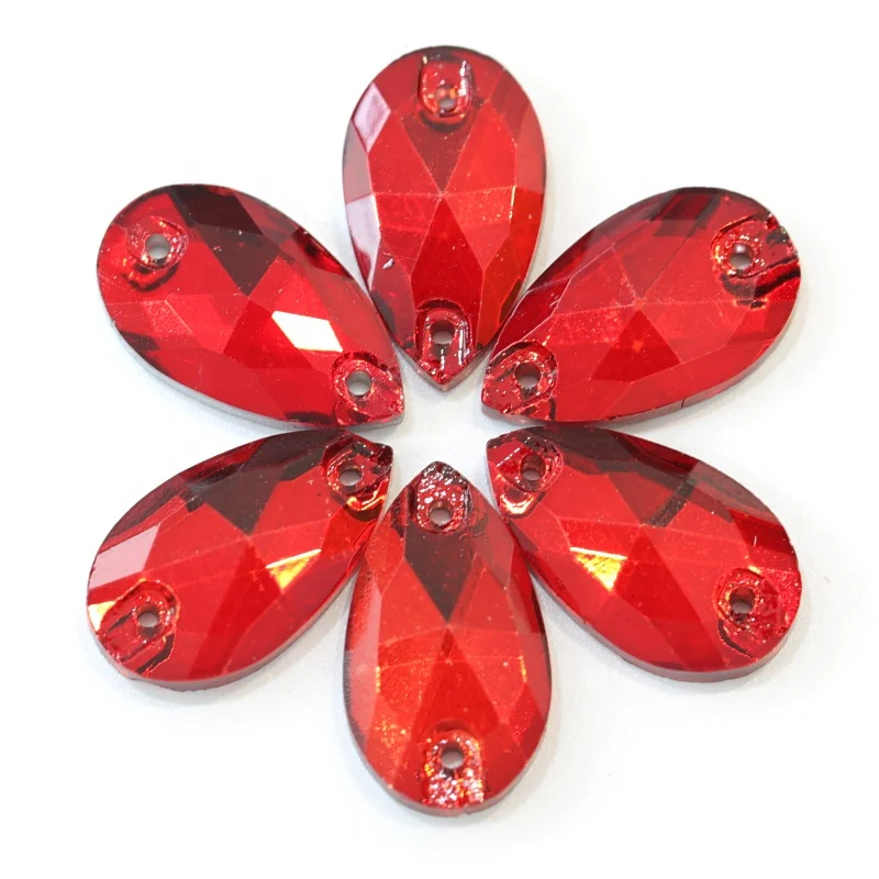 OLeeya Factory Wholesale Popular 3A Glass 10.5*18MM Pear Drop Crystals Teardrop Sew on Rhinestones For Dresses