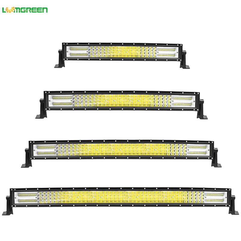 Quad 4 Row 22' 32' 42' 50' 52' Curved LED Light Bar For Offroad 4WD 4x4 Truck SUV ATV
