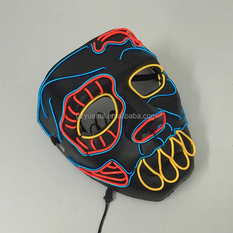 Comics Led Glow Light Carnival Flash Mask Fluorescent Masquerade Favors EL Wire Bucktooth Prom Mask Holiday Lights Sound Active