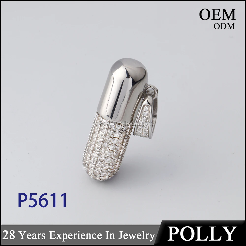 Jewelry manufacturer custom jewelry hip hop pill silver pendant for men