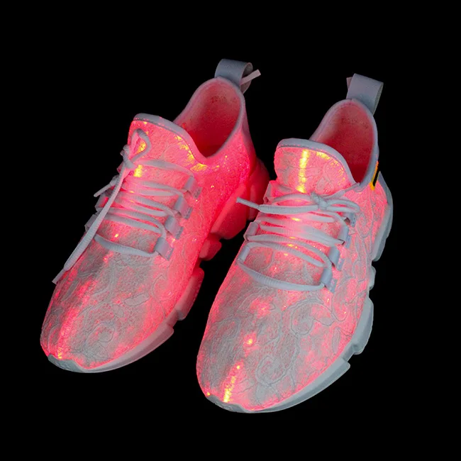 Fiber Optic Design USB Rechargeable Led Light Running Shoes Led Light up Kids Shoes EVA PU Cotton Fabric Elastic Band Spider Man