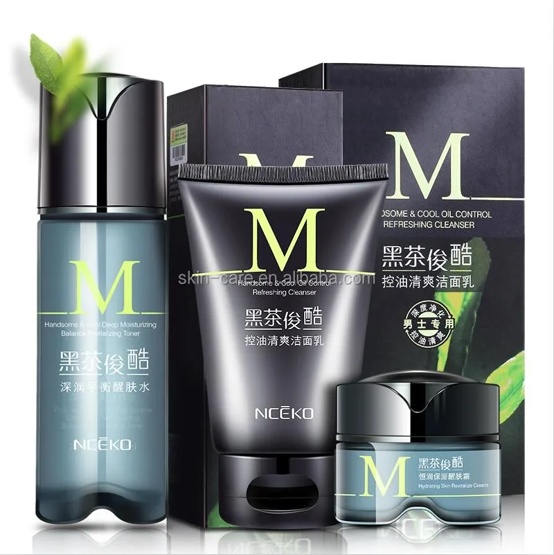 Best sell youxi cosmetics mens skincare kits Nceko black tea Nourishing face wash cream lotion toner wholesale Private label