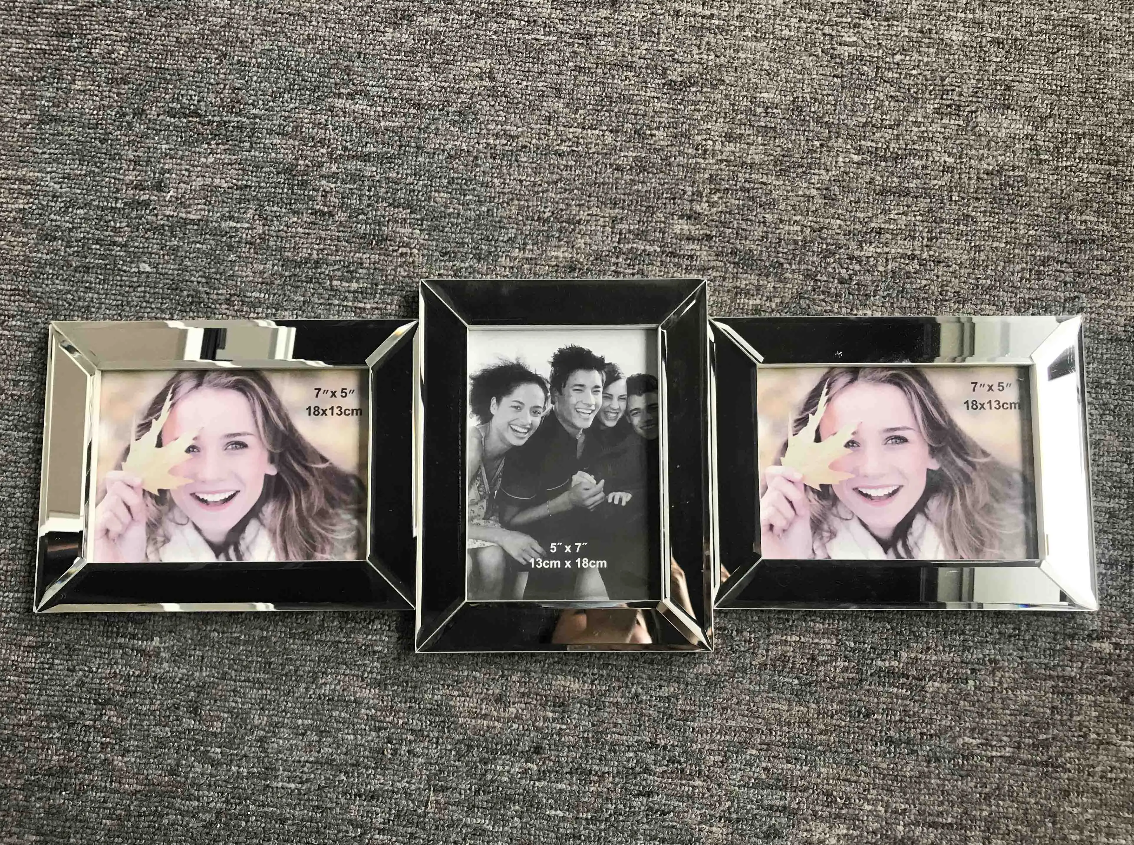 Beveled mirror photo frame, Collage picture frame, MDF mirror frame