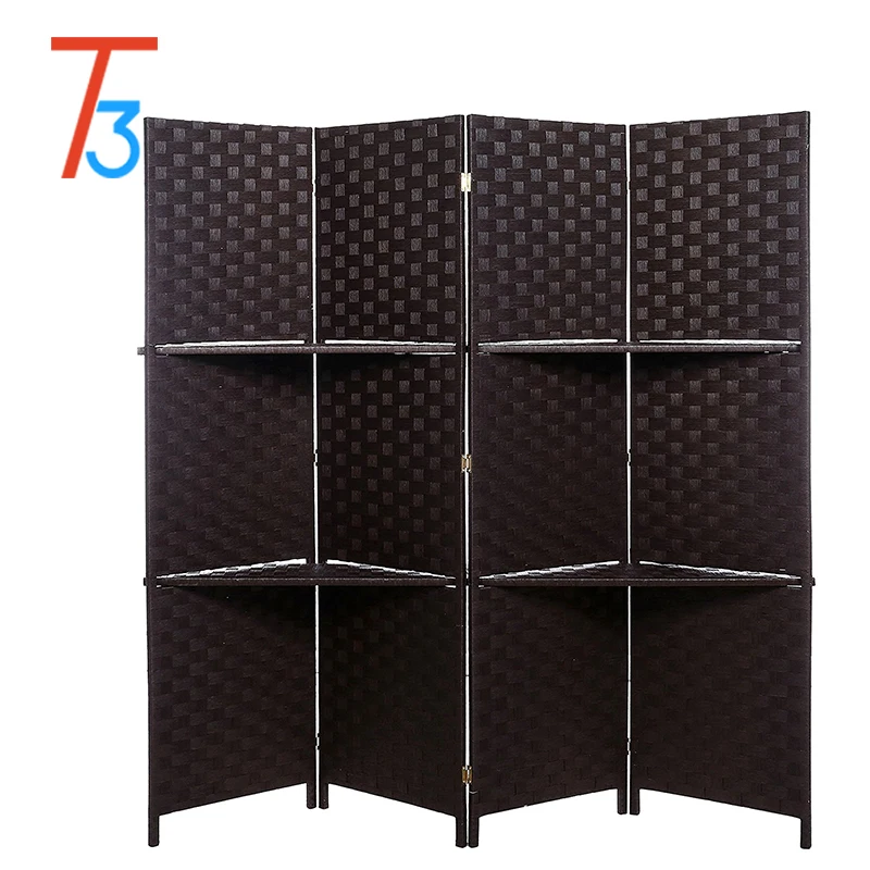 4 panel divider sliding wall wooden foldable living room screen