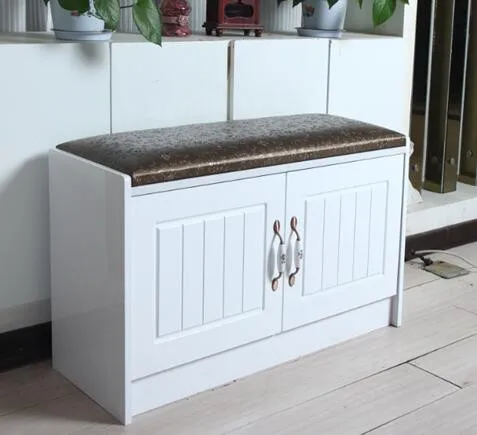 Large Capacity Space Indoor Small Storage Bench With Leather Cushion