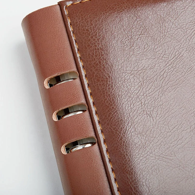 Office school stationery organizer loose leaf 6 rings binder business notebook pu leather customizable note book