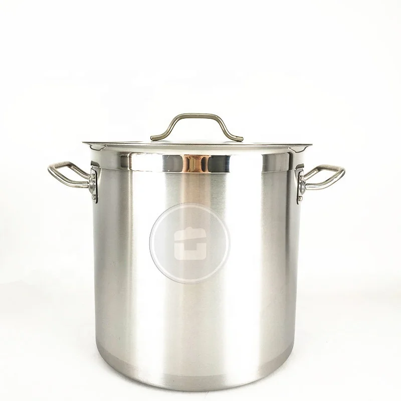 Large hotel restaurant cookware 30 liter 3 layers composite bottom stainless steel heavy duty soup bucket / stock pot