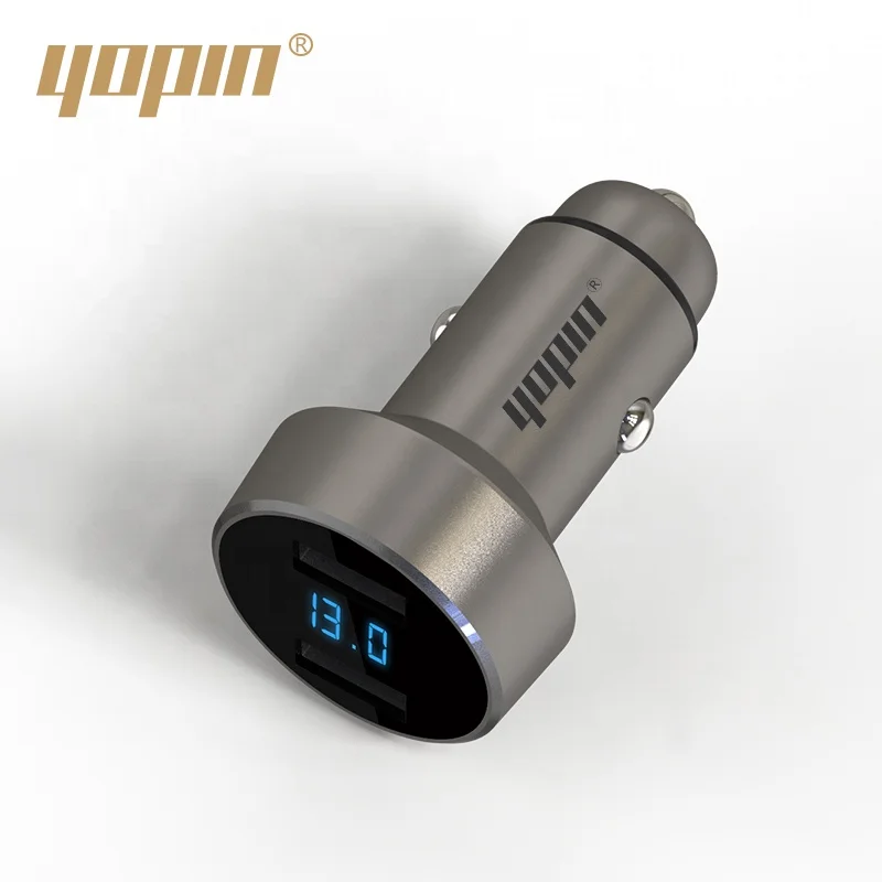 Car Charger For Cigarette Lighter Smart Phone USB Adapter Mobile Phone Charger Dual USB Digital Display Voltmeter Fast Charging