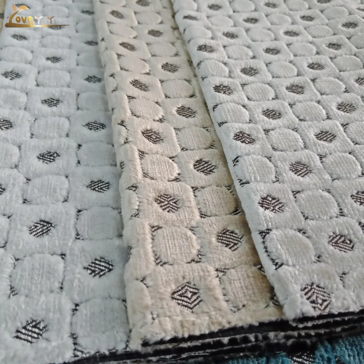 Beautiful Square and circle design jacquard cut velvet advanced curtain fabric advanced villa sofa fabric