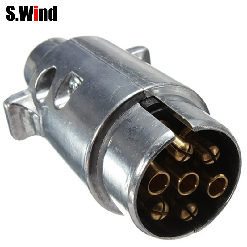 7 Pin Car Electrical Plug Sockets Round Male Metal Caravan